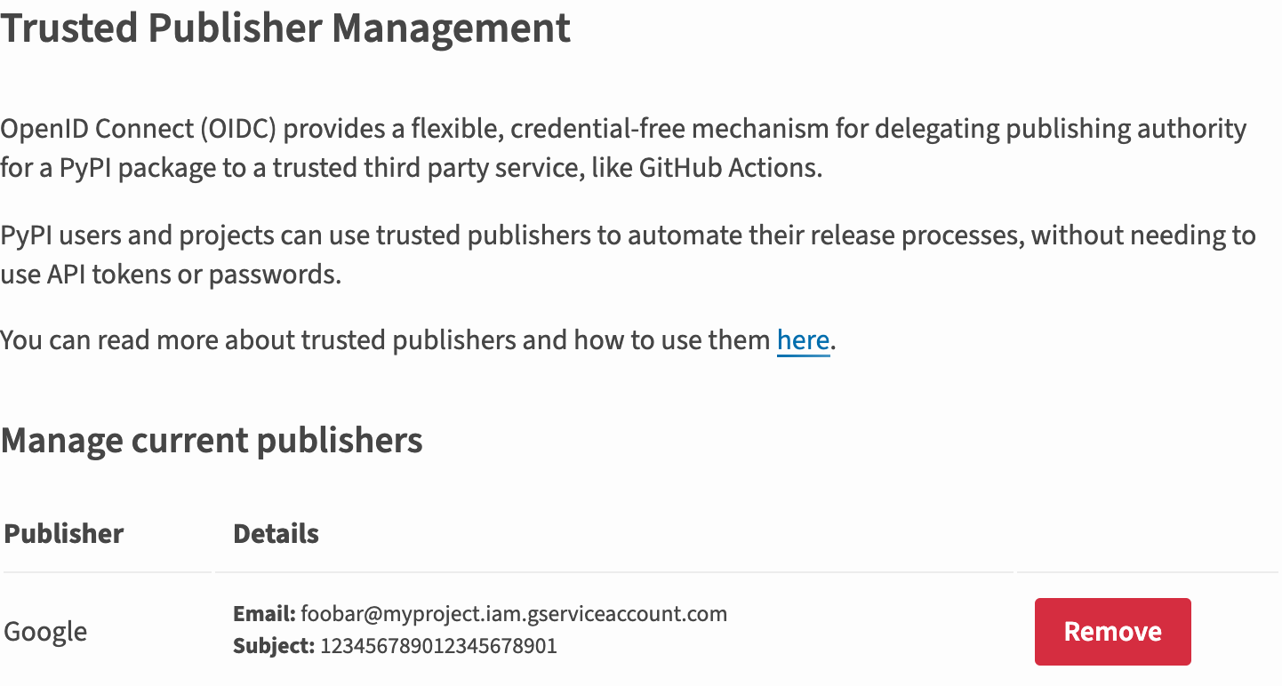 Image showing a newly added Google Cloud publisher